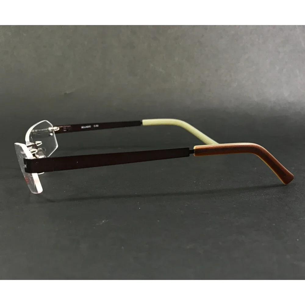 Bellagio Eyeglasses Frames B466 C-02 Brown Rimless Rectangle 54-17-135